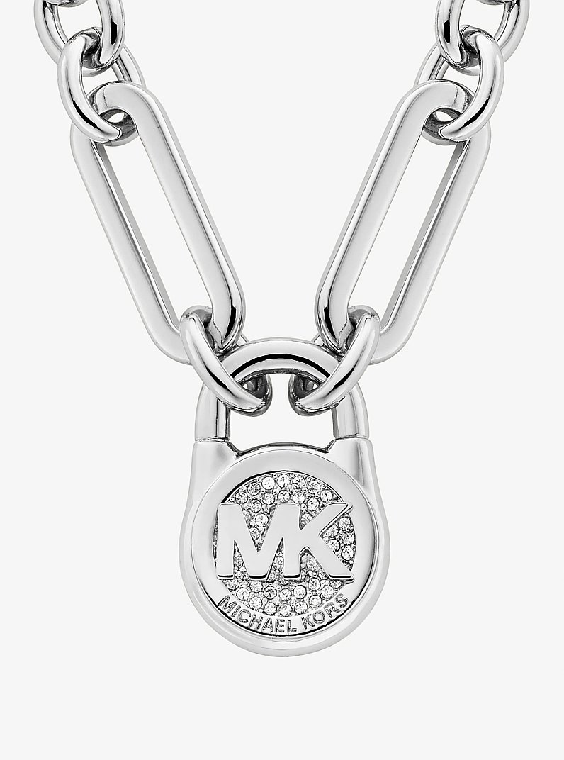 Pav&eacute; Lock Necklace in SILVER | Michael Kors