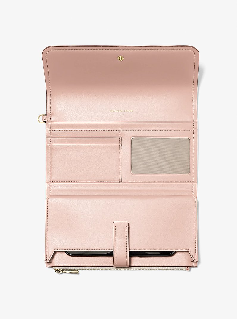 Bolso pulsera Jet Set mediano para tel&eacute;fono con logotipo exclusivo in VAINILLA/ROSA CLARO | Michael Kors