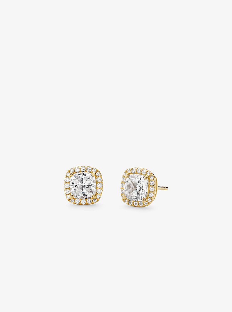 Clous d'oreilles en argent sterling &agrave; placage en m&eacute;tal pr&eacute;cieux et &agrave; pav&eacute; in OR | Michael Kors