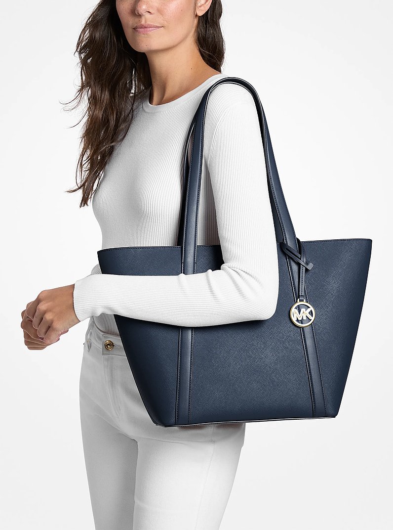 Borsa tote Pratt grande in pelle Saffiano in NAVY | Michael Kors