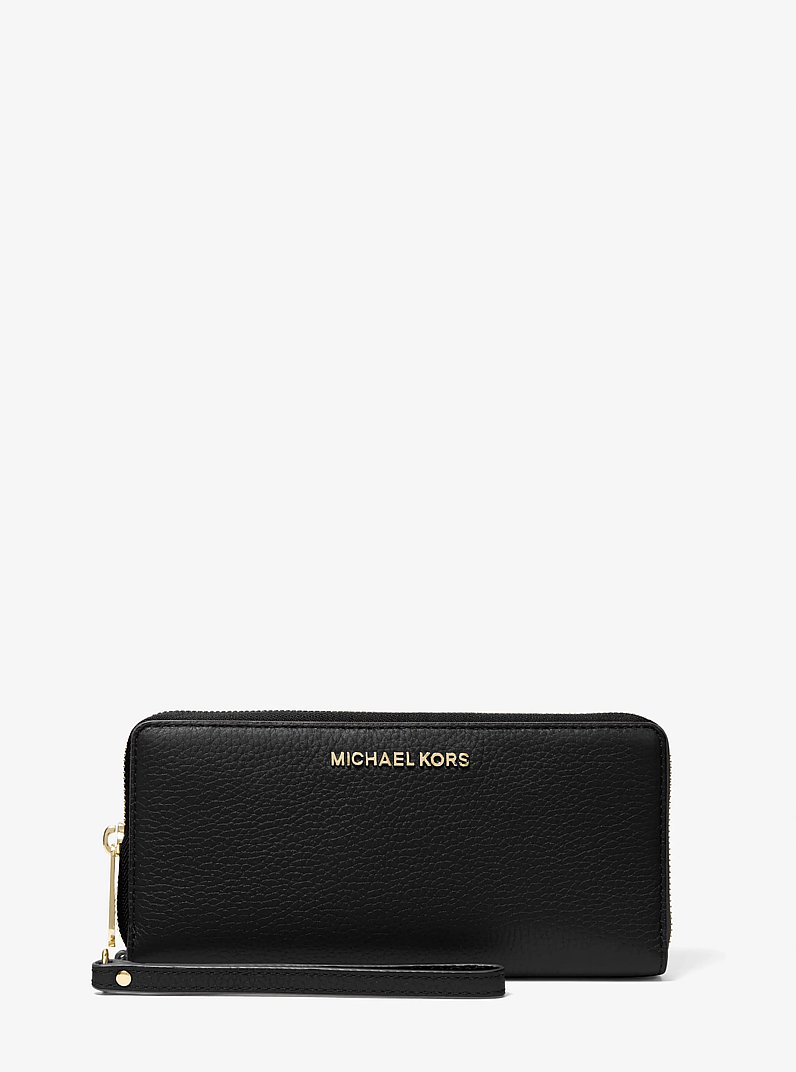 Billetera Jet Set Travel grande de piel granulada in NEGRO | Michael Kors