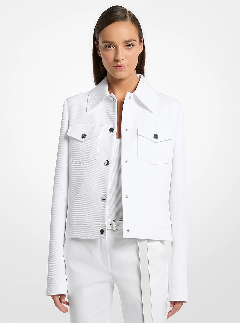 Chaqueta de piqu&eacute; de seda y algod&oacute;n in BLANCO INTENSO | Michael Kors