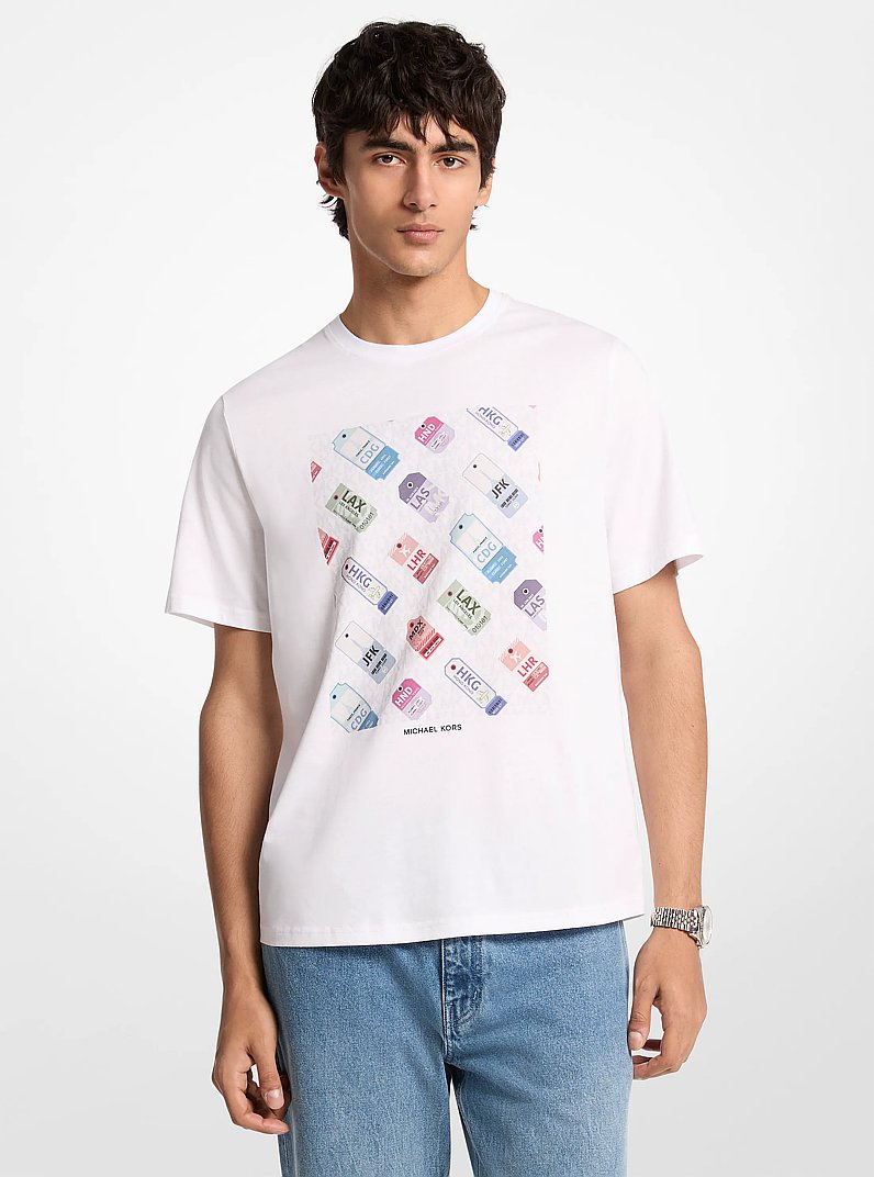Graphic Logo Cotton T-Shirt in WHITE | Michael Kors
