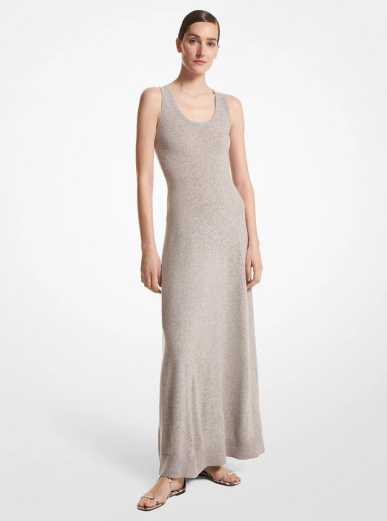 Cashmere Flared Tank Dress in PEARL GREY | Michael Kors
