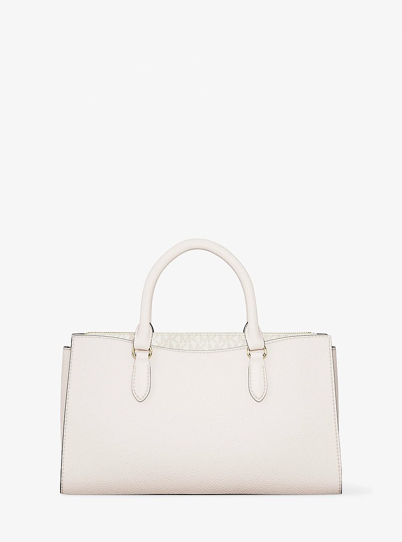 Arden Medium Leather Top-Zip Satchel in LT CREAM | Michael Kors
