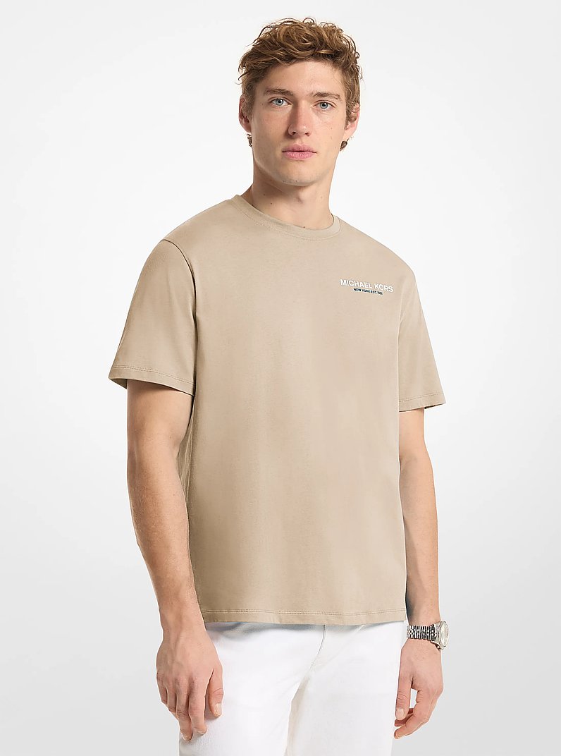 T-Shirt aus Baumwoll-Jersey mit Grafik-Logo in KHAKI | Michael Kors