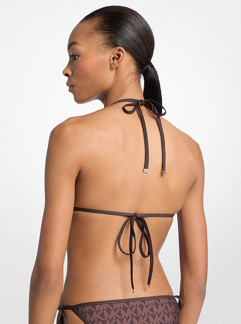 Wendbares Triangel-Bikinitop mit Logomuster in SCHOKOLADE | Michael Kors