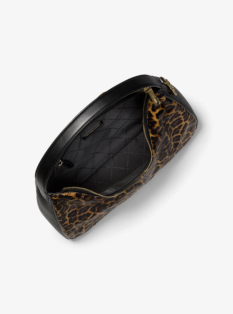 Nayla Medium Leopard Print Calf Hair Shoulder Bag in BUTTERSCOTCH | Michael Kors