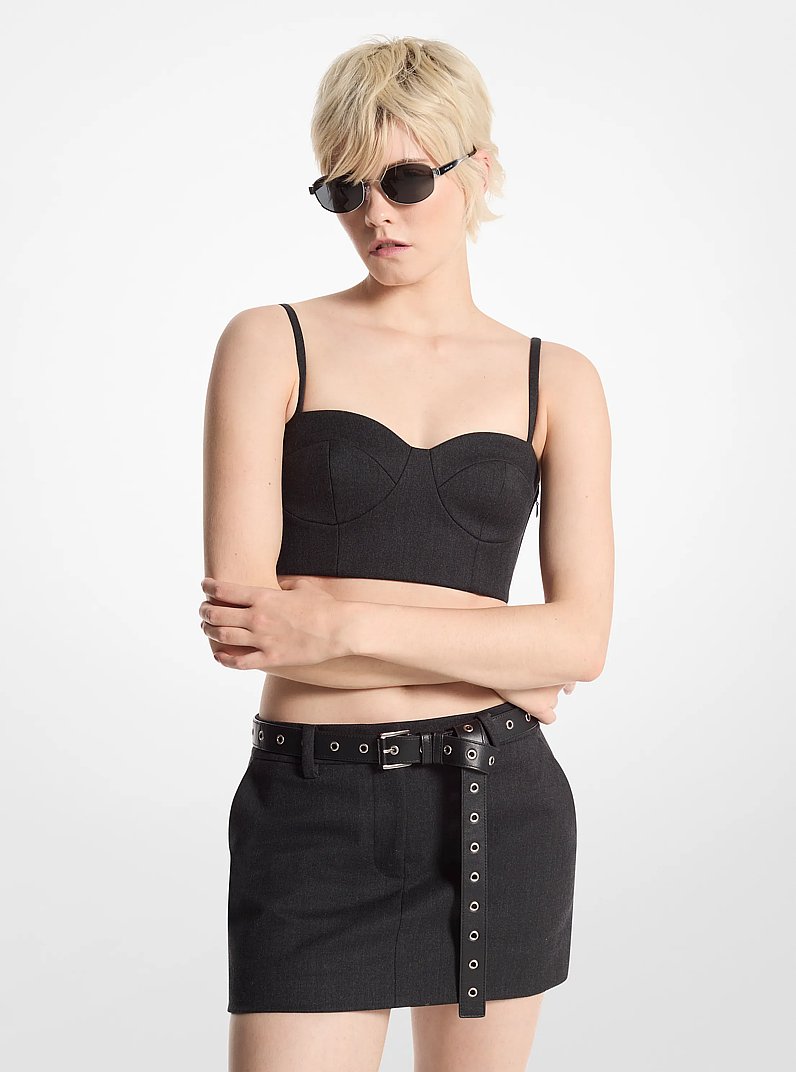 Stretch Wool Blend Mini Skirt in DERBY HEATHER | Michael Kors