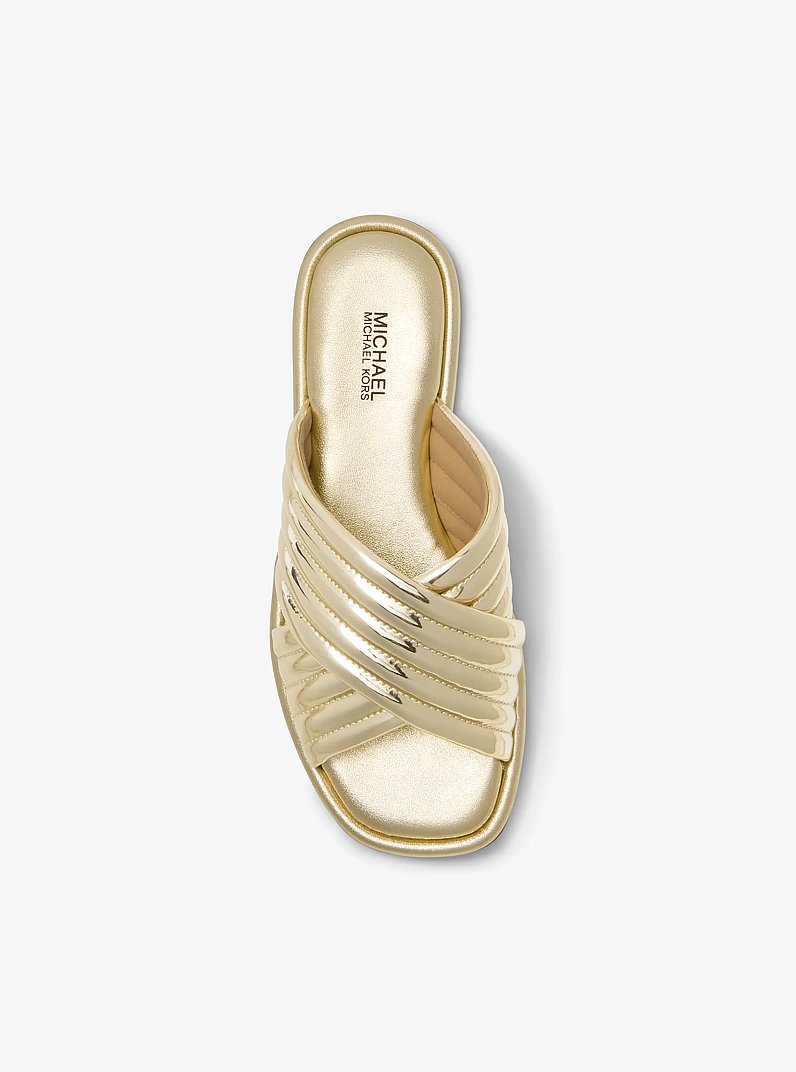 Portia Metallic Slide Sandal in PALE GOLD | Michael Kors