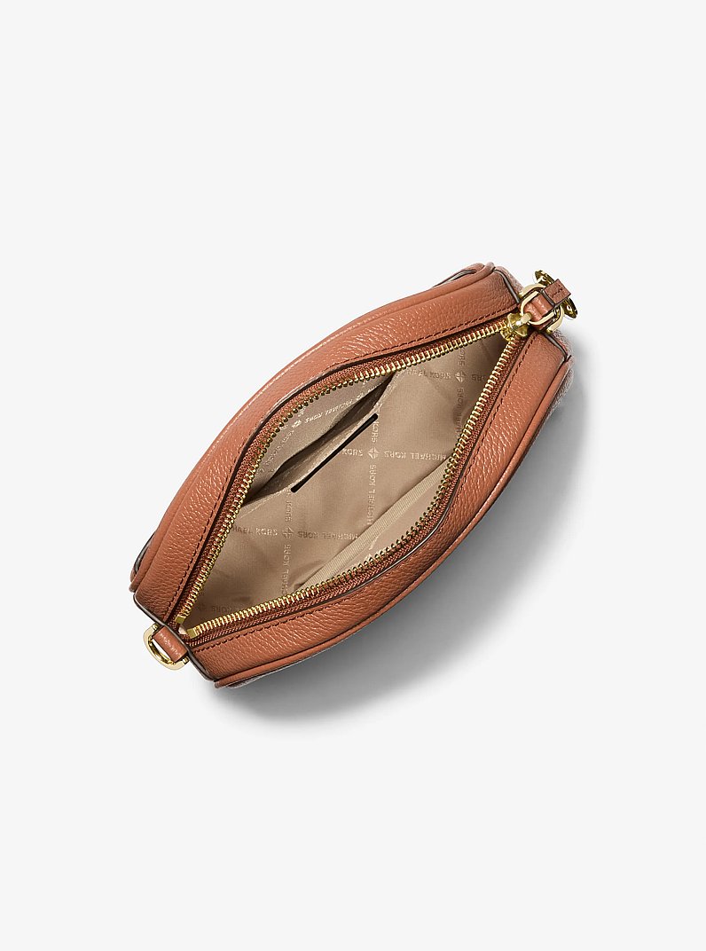 Jet Set Small Pebbled Leather Convertible Camera Bag in LUGGAGE | Michael Kors