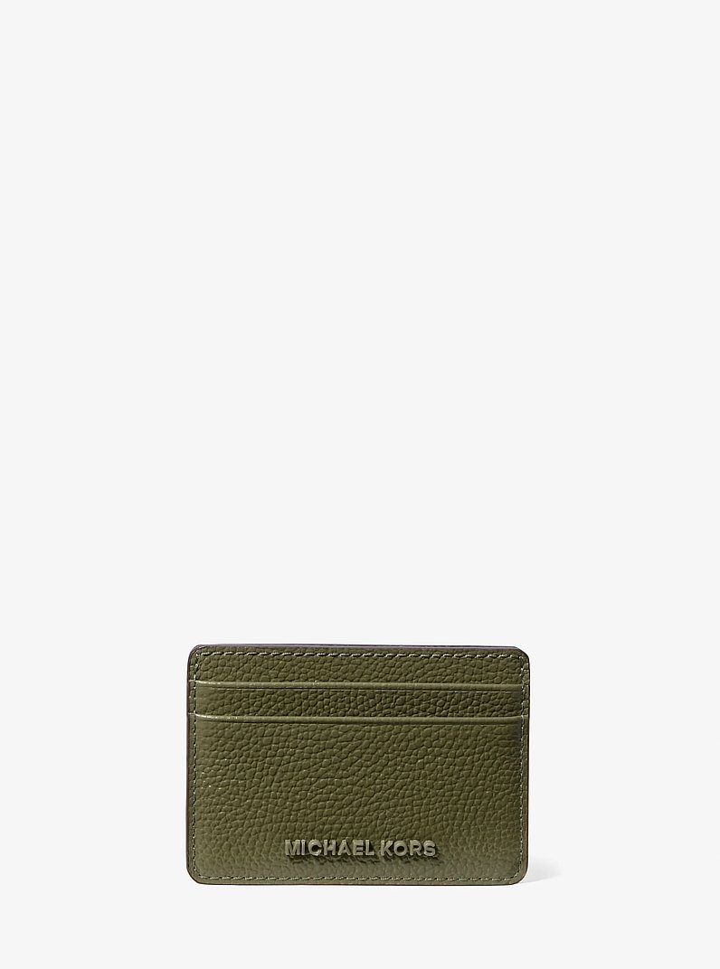 Jet Set Pebbled Leather Card Case in IVY | Michael Kors