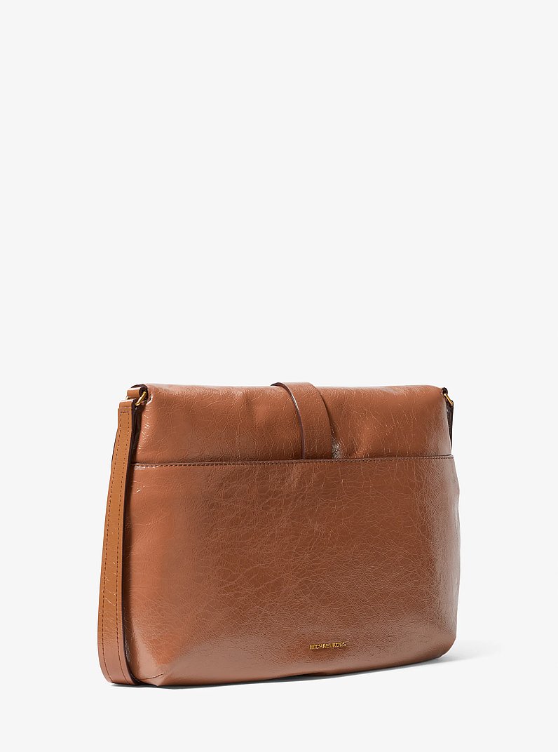 Darrington Large Crackled Leather Shoulder Bag in LUGGAGE | Michael Kors
