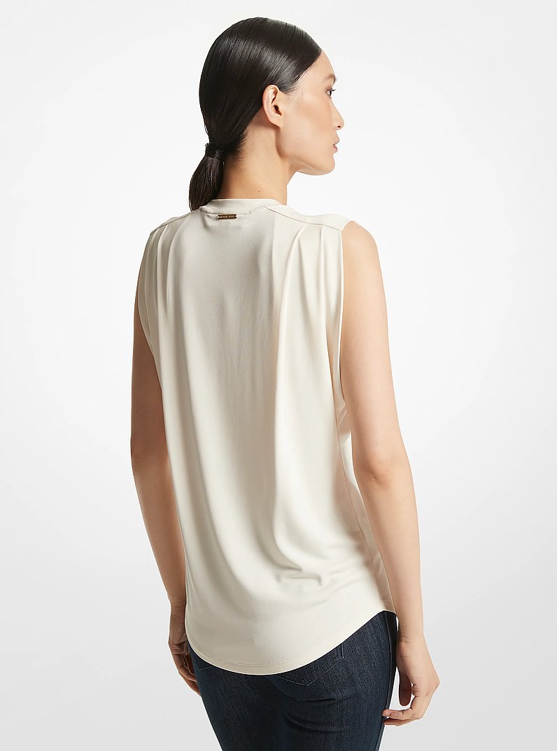 Matte Jersey Sleeveless T-Shirt in BONE | Michael Kors