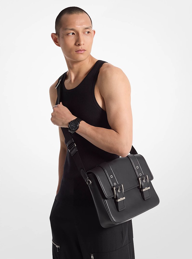 Colby Leather Messenger Bag in BLACK | Michael Kors