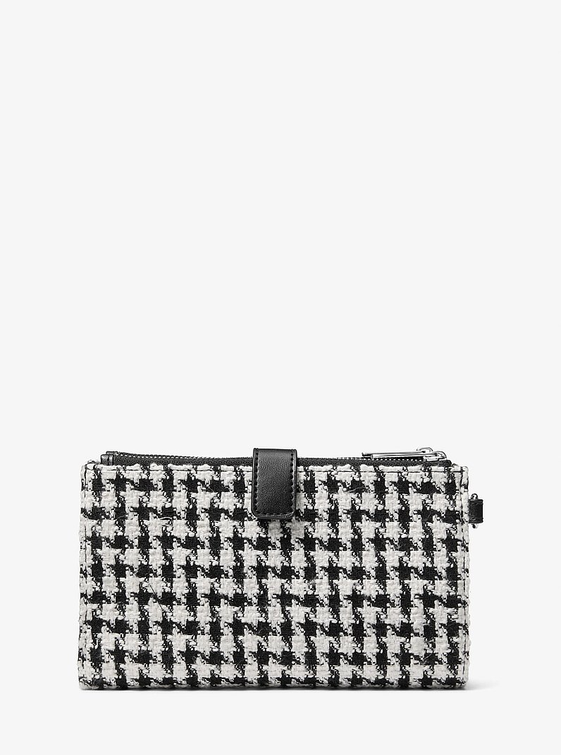 Jet Set Travel Houndstooth Woven Wristlet  in BLACK/LIGHT CREAM | Michael Kors