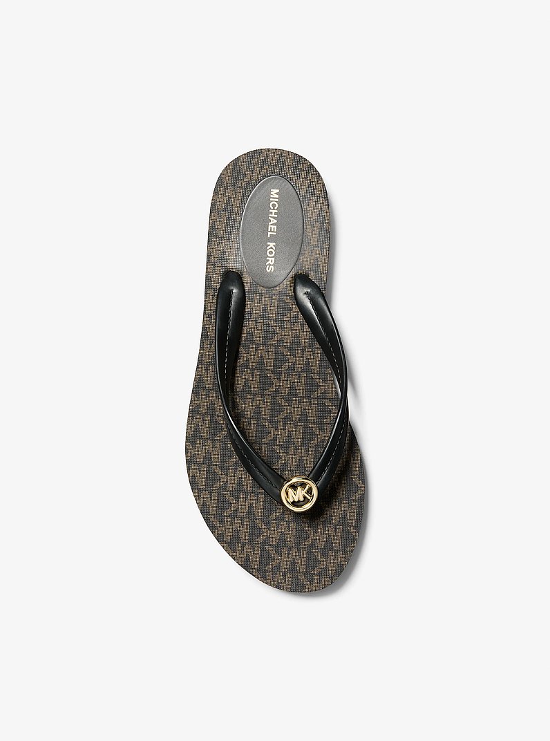 Posie Signature Logo Flip Flop in BROWN | Michael Kors