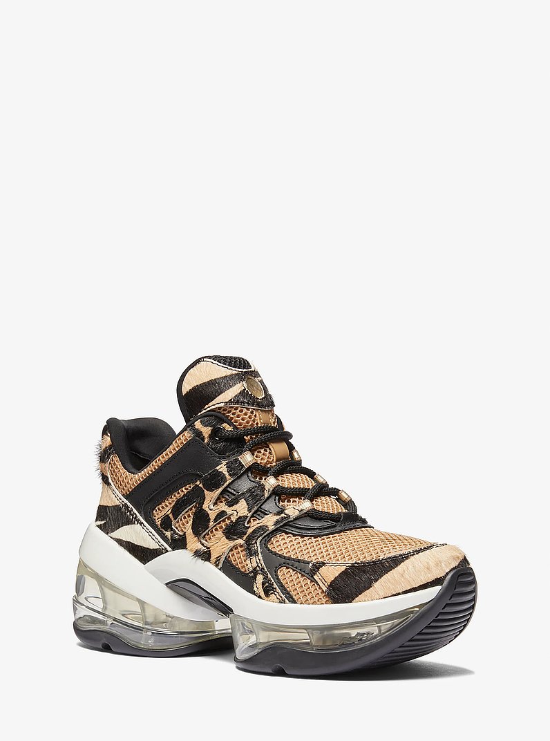 Olympia Sport Extreme Printed Calf Hair and Mesh Trainer in BLACK COMBO | Michael Kors