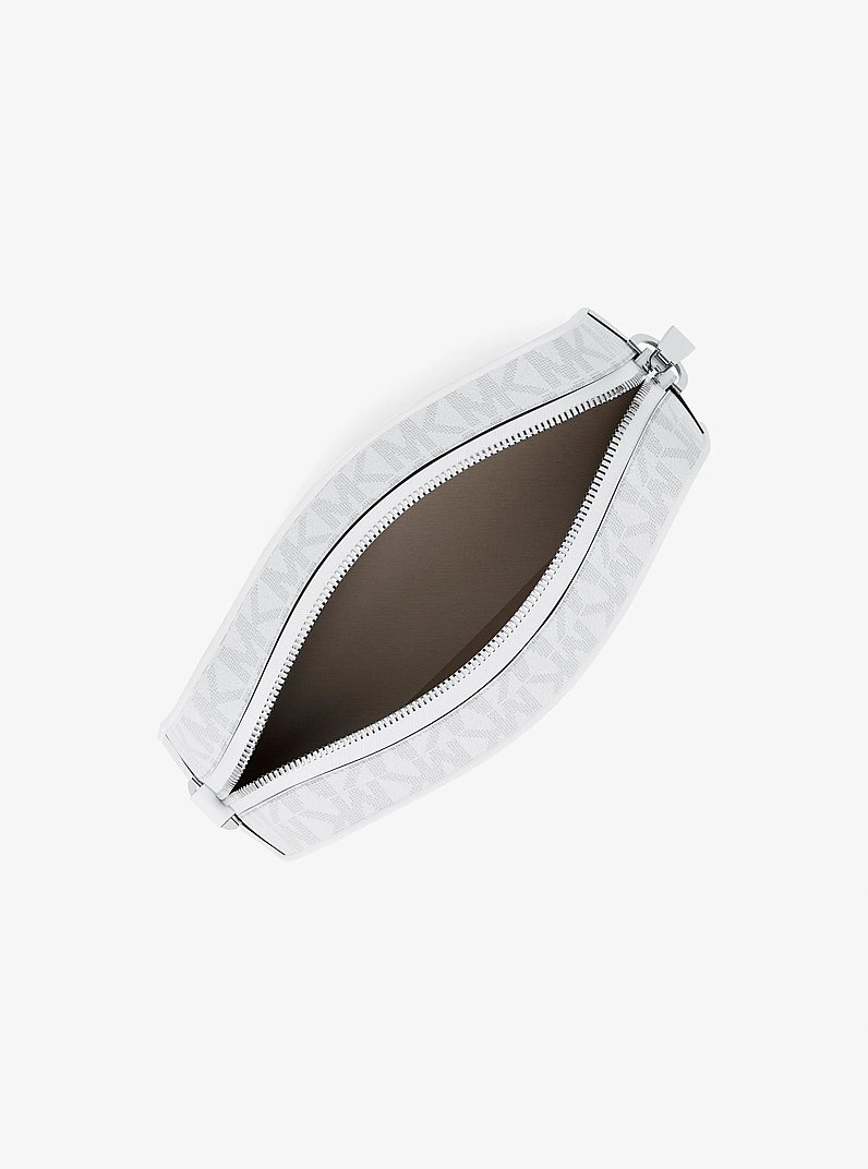 Camera bag a tracolla Jet Set piccola con logo in BIANCO OTTICO/ALLUMINIO | Michael Kors