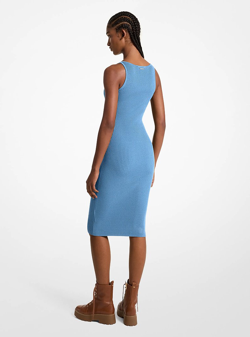 Vestido de tirantes midi de punto el&aacute;stico acanalado in SOUTHPACIFIC | Michael Kors