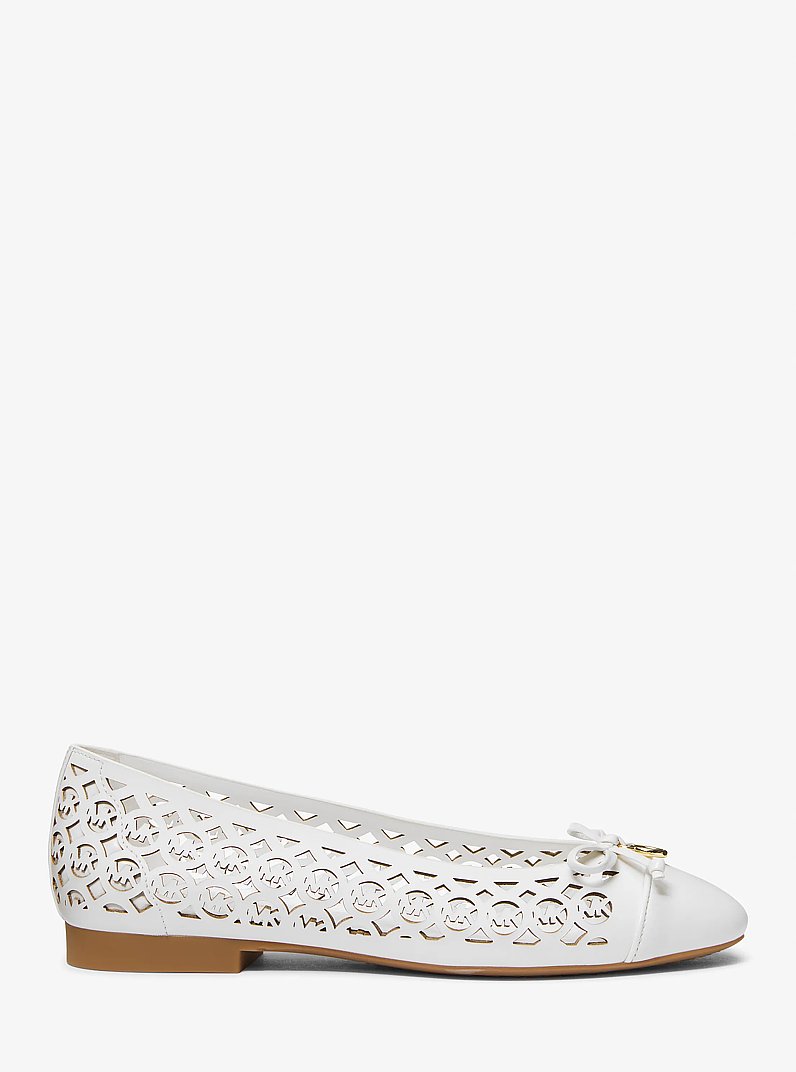 Ballerina Piper Flex in pelle con logo in BIANCO OTTICO | Michael Kors