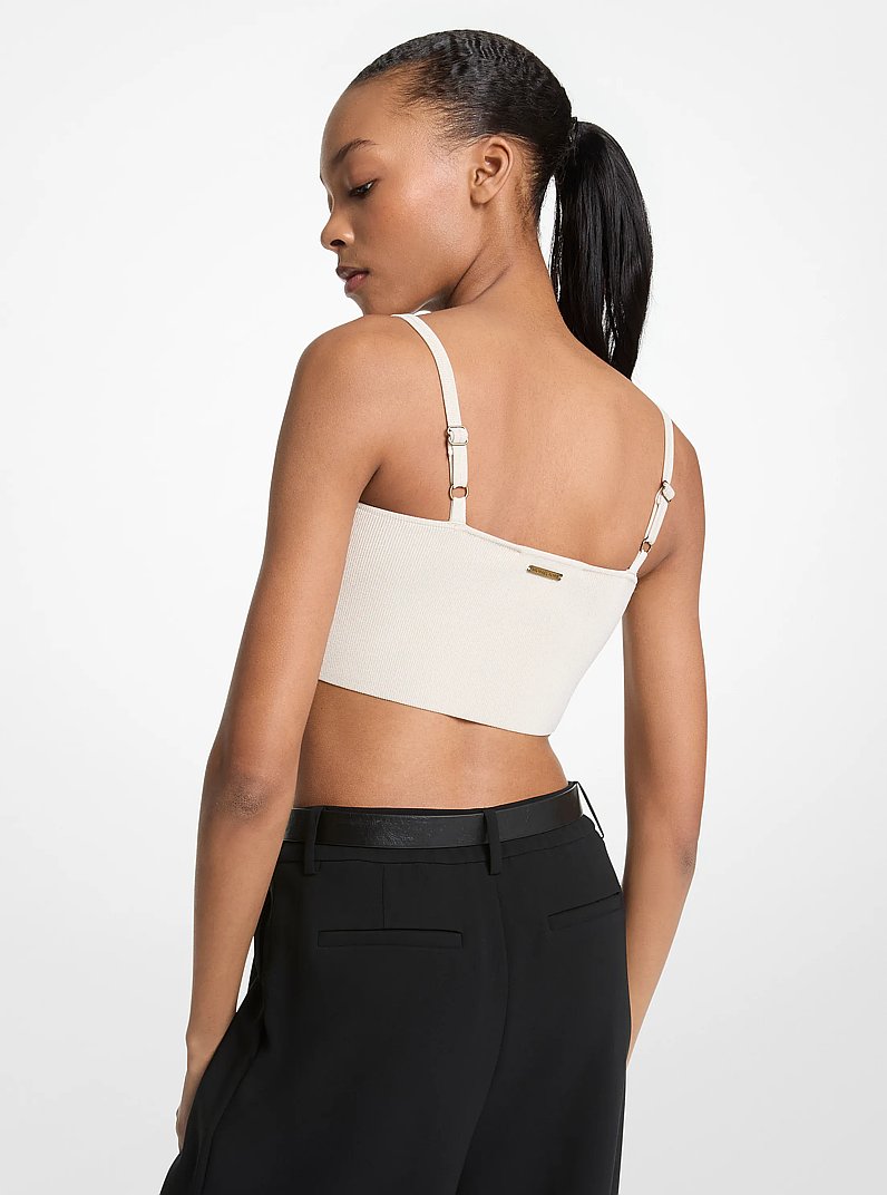 Viscose Blend Cropped Tank Top in SOFT ECRU | Michael Kors
