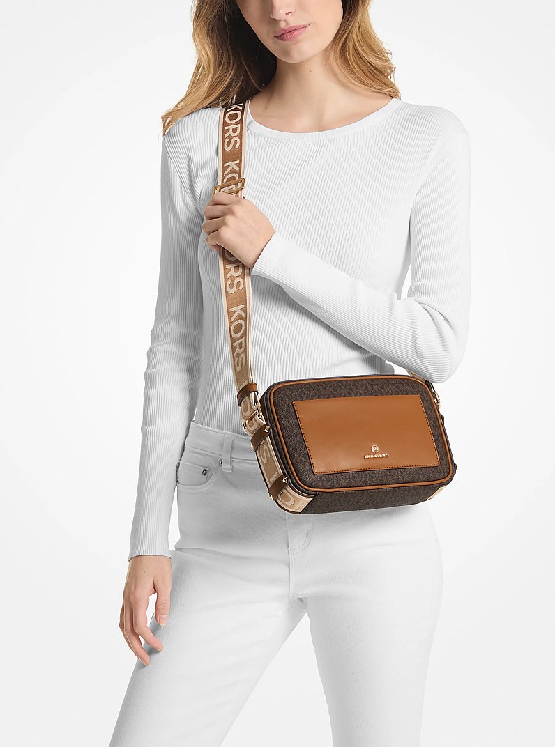 Maeve Large Logo Crossbody Bag in BRN/ACORN | Michael Kors