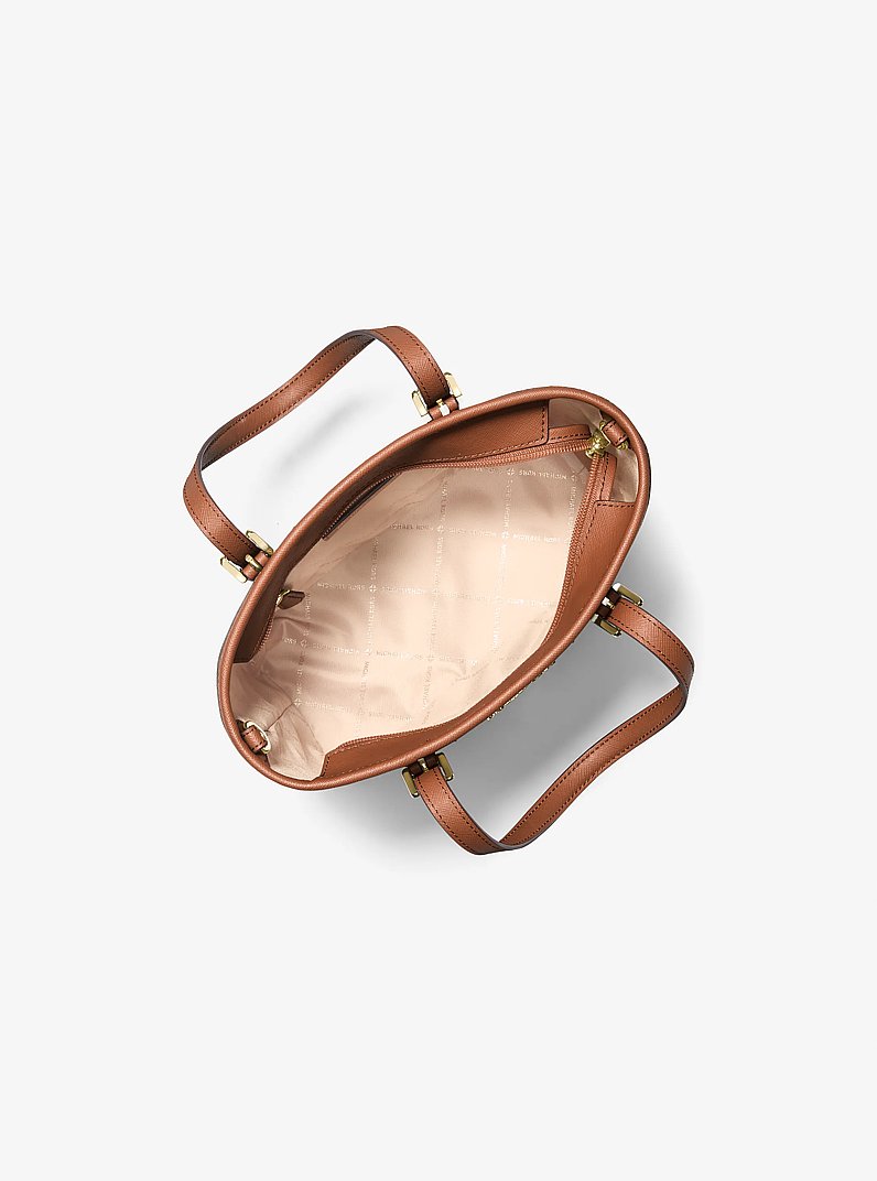 Jet Set Travel Extra-Small Logo Top-Zip Tote Bag in BROWN | Michael Kors