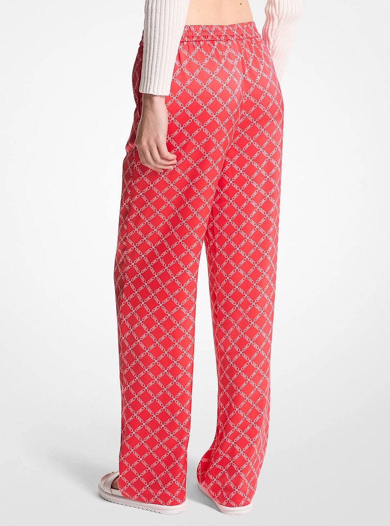 Pantalones tipo pijama de sat&eacute;n con logotipo imperio in CORAL | Michael Kors