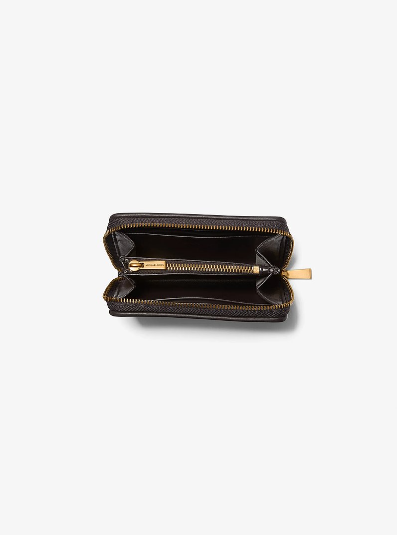 Billetera Jet Set peque&ntilde;a en jacquard con logotipo MK2000 in NATURAL | Michael Kors