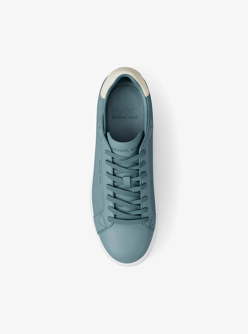 Keating Crocodile Embossed Suede and Leather Sneaker in CHAMBRAY | Michael Kors