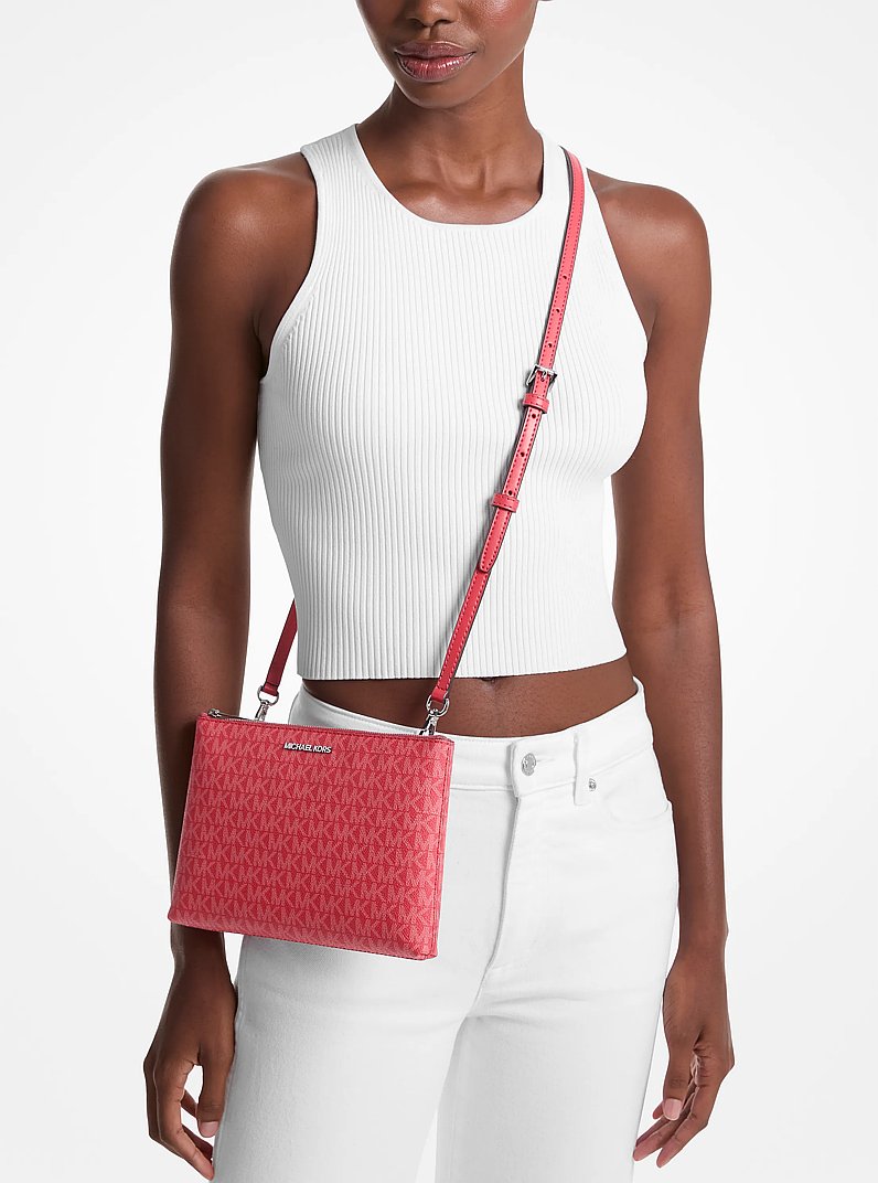 Charlotte Large Leather and Signature Logo 3-in-1 Tote Bag in HIBISCUS | Michael Kors