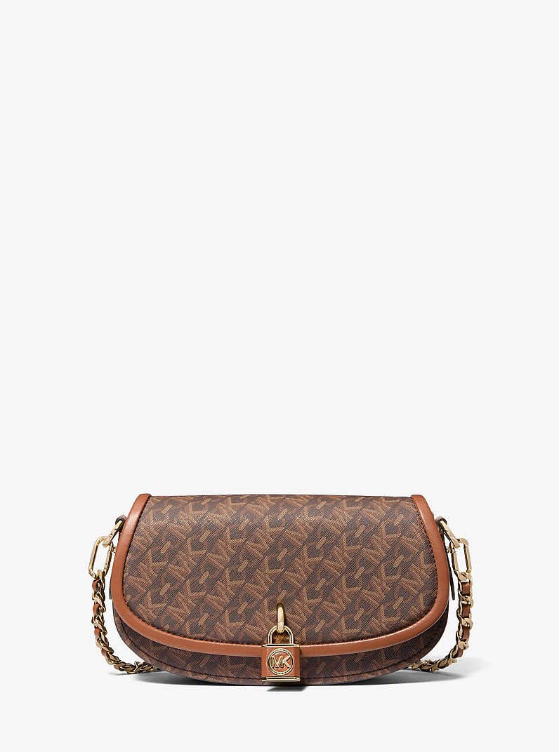 Mila Small Empire Signature Logo Shoulder Bag in BROWN/LUGGAGE | Michael Kors