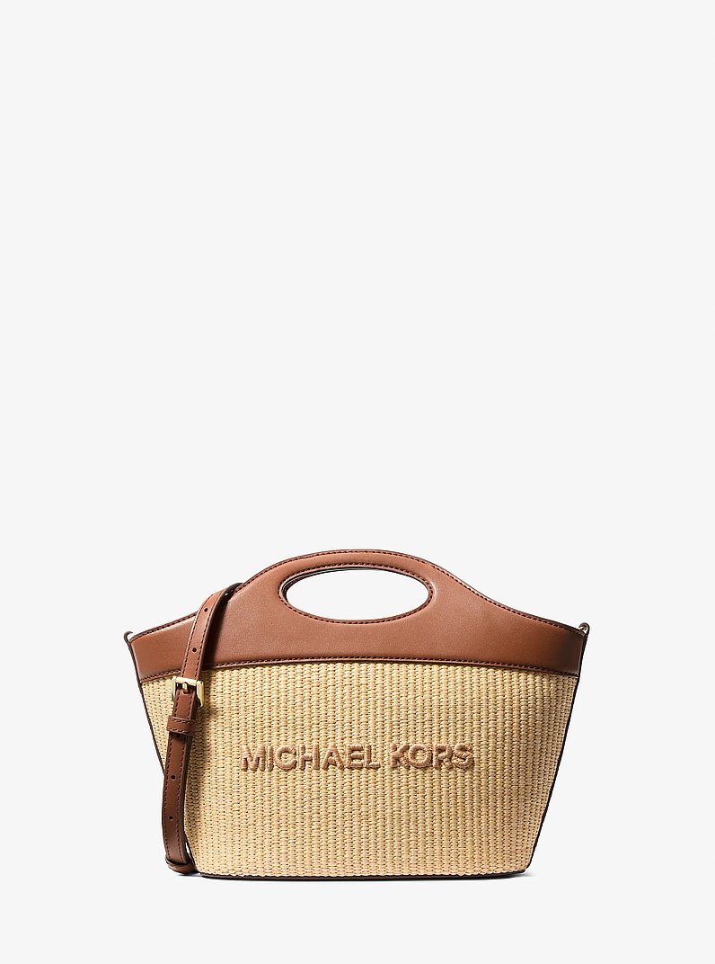 Tatum Medium Woven Convertible Crossbody Bag in LUGGAGE | Michael Kors