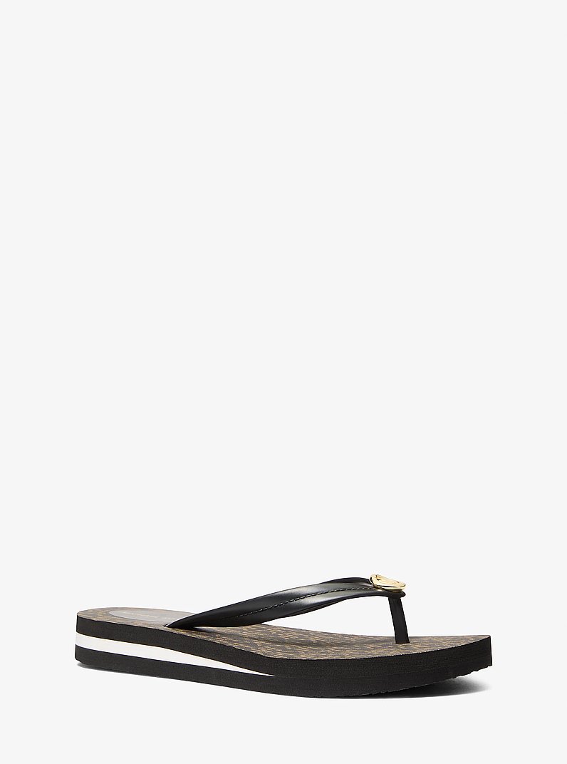 Posie Signature Logo Flip Flop in BROWN | Michael Kors