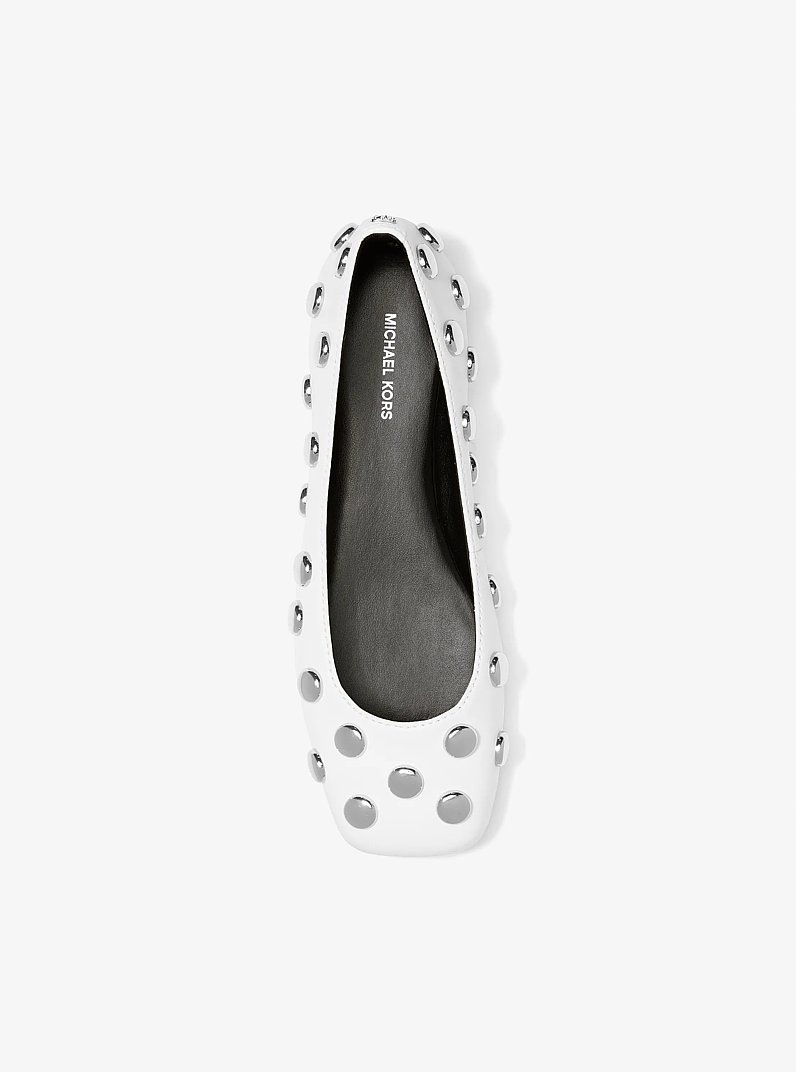 Matilda Studded Leather Ballet Flat in OPTIC WHITE | Michael Kors