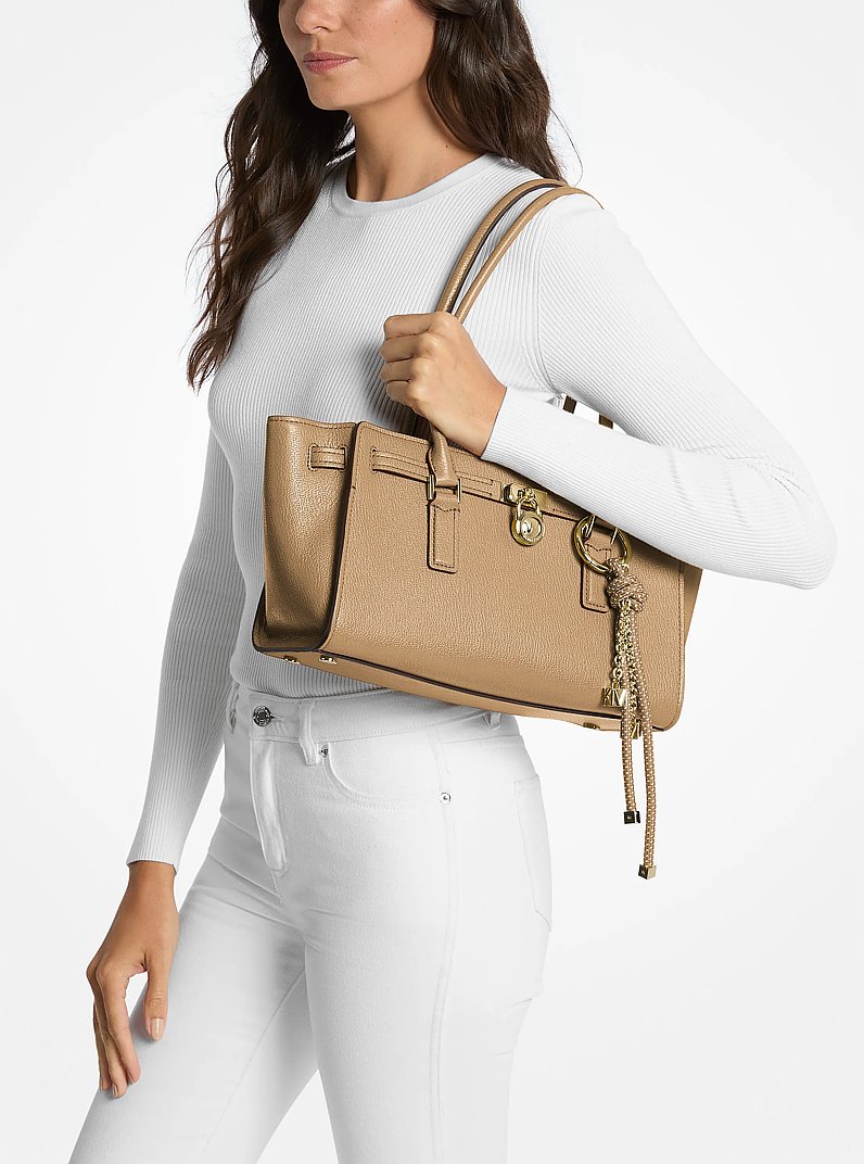 Hamilton Moderne Small Leather Satchel in HUSK | Michael Kors