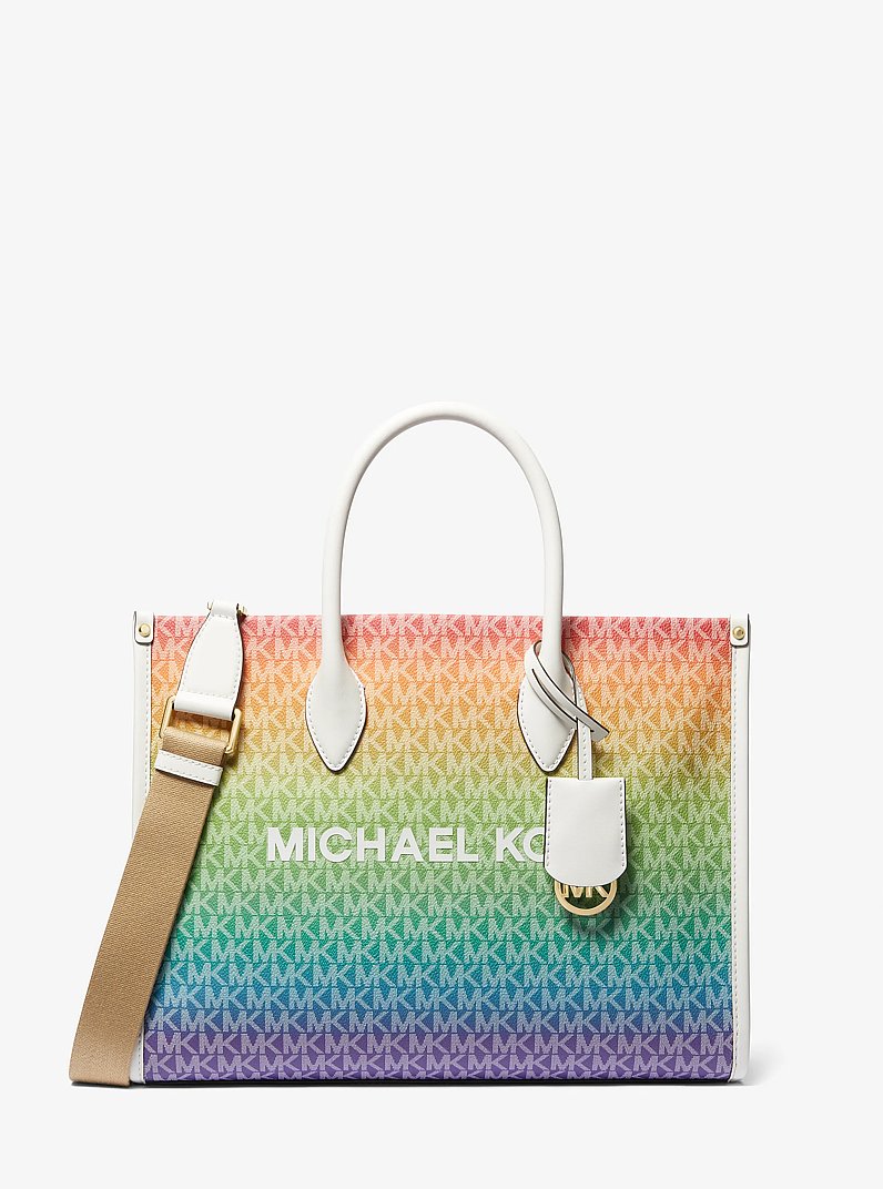 Mirella Medium Rainbow Logo Tote Bag in RAINBOW | Michael Kors