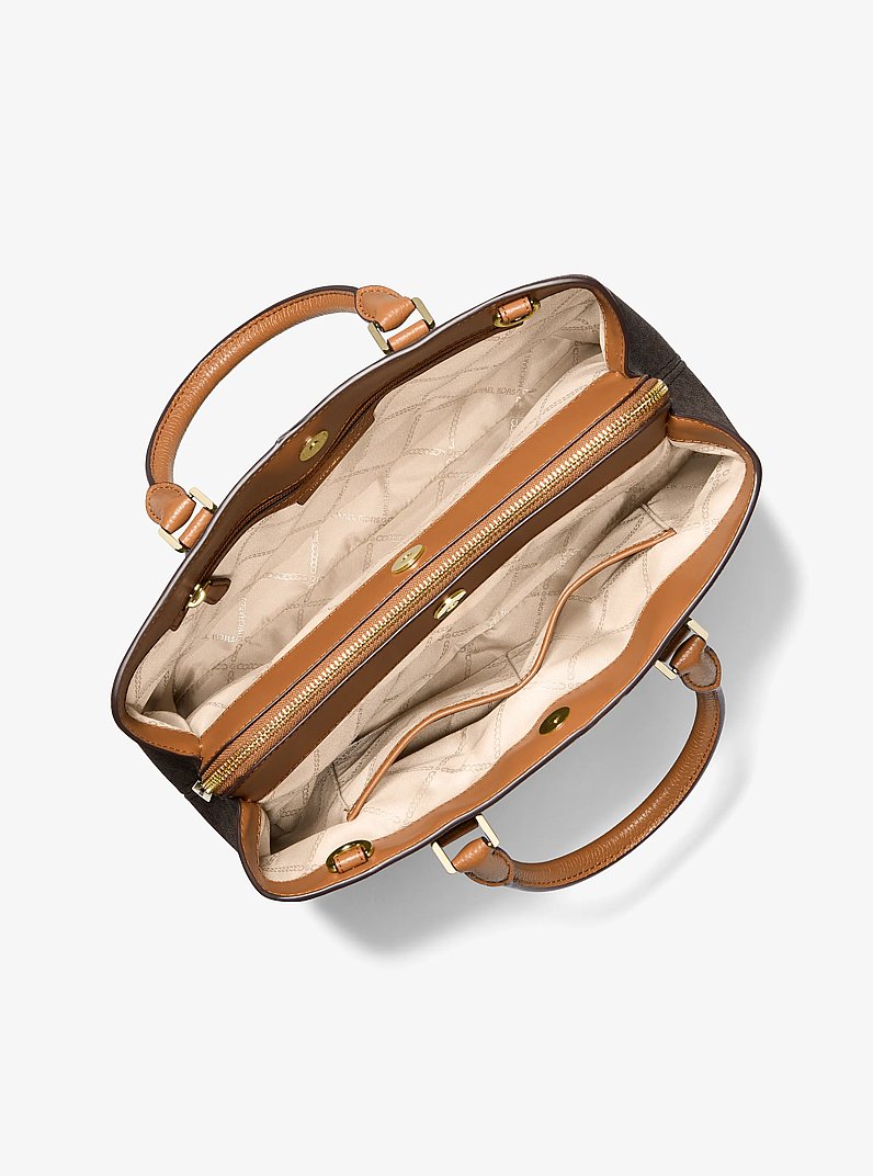 Camille Large Logo and Leather Satchel