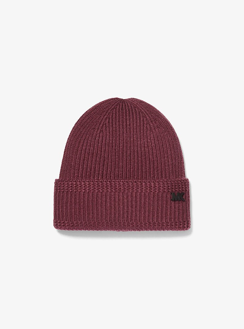 Ribbed Knit Beanie Hat in CORDOVAN | Michael Kors