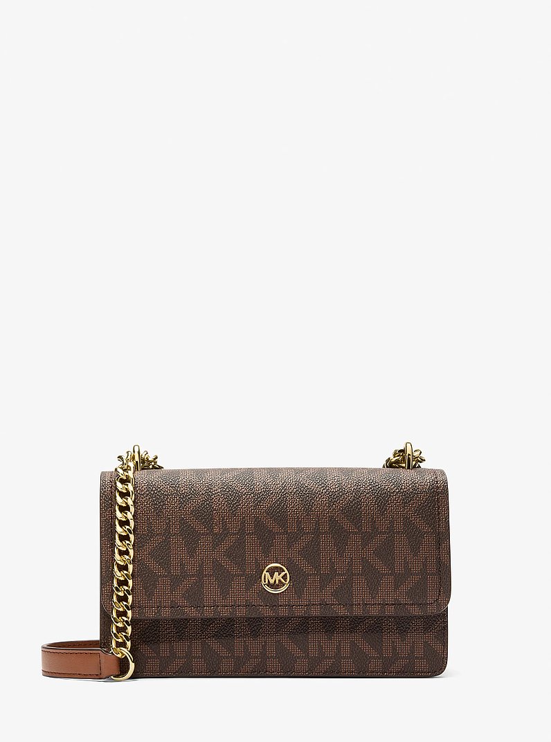 Abbott Small Signature Logo Shoulder Bag in BROWN/LUGGAGE | Michael Kors