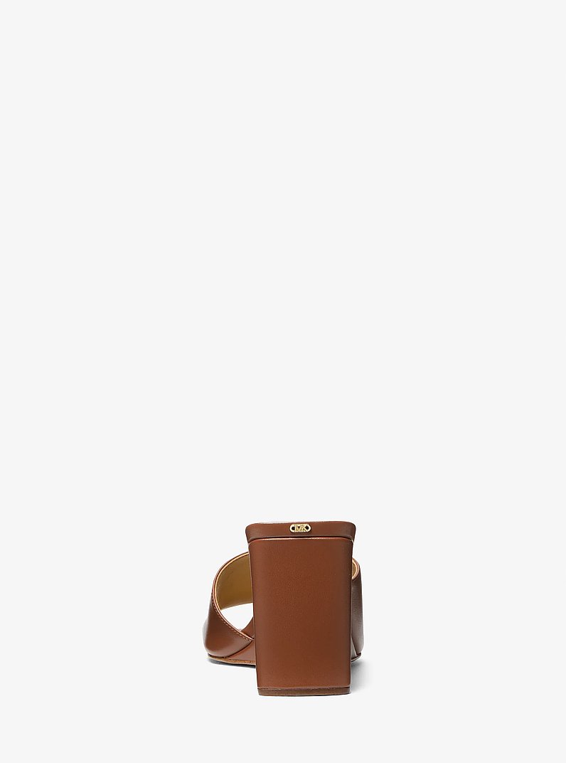 Merriam Leather Wedge Sandal in LUGGAGE | Michael Kors
