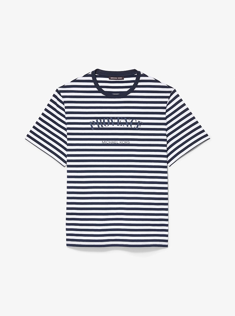 Provence Striped Cotton Jersey T-Shirt in MIDNIGHT | Michael Kors