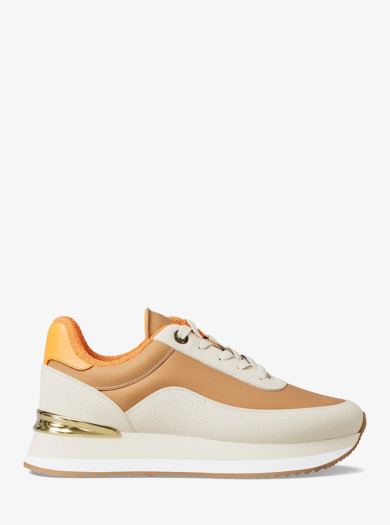 Hattie Mixed-Media Trainer in POP ORANGE | Michael Kors