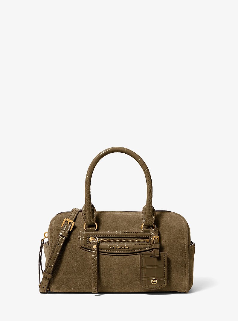 Jet Set Travel Extra-Small Suede Duffel Crossbody Bag in LODEN | Michael Kors