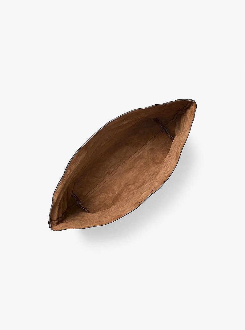 Maggie Crackled Leather Lunch Bag Clutch in BLACK | Michael Kors