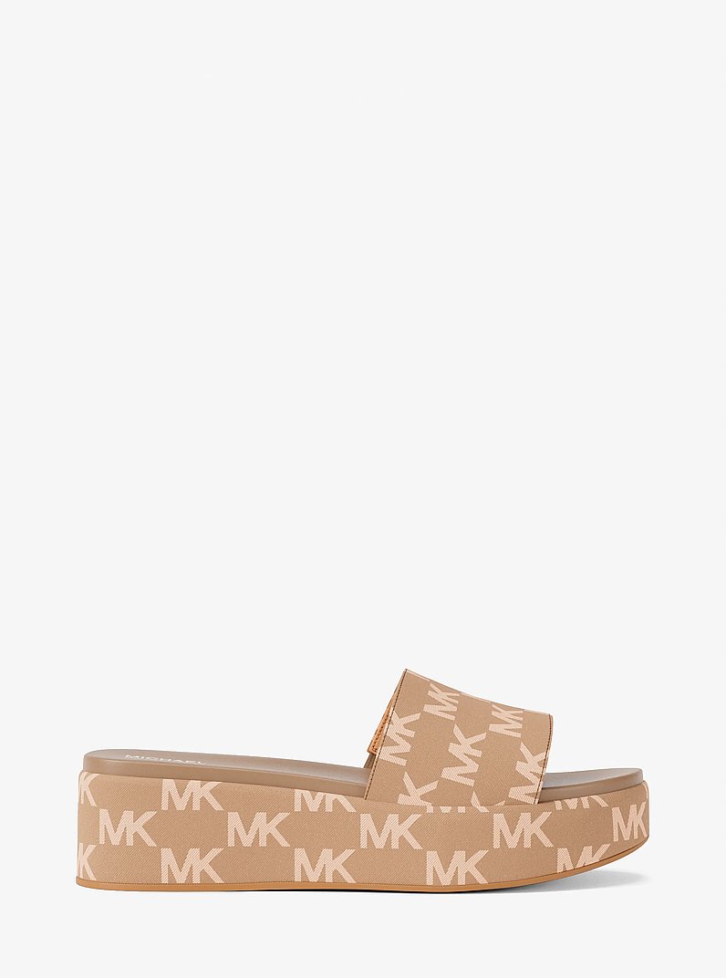 Sandale &agrave; enfiler &agrave; plateforme Sadler en jacquard &agrave; logo in CHAMEAU LAV&Eacute; | Michael Kors