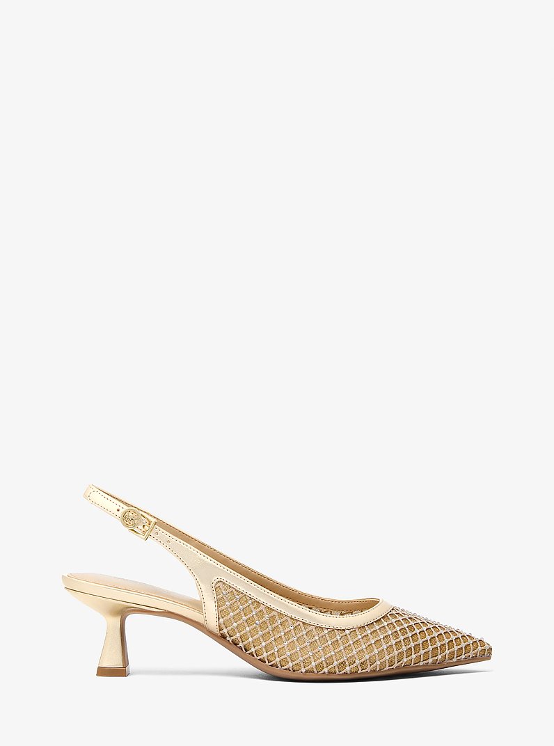 Amali Embellished Mesh Pump in PALE GOLD | Michael Kors