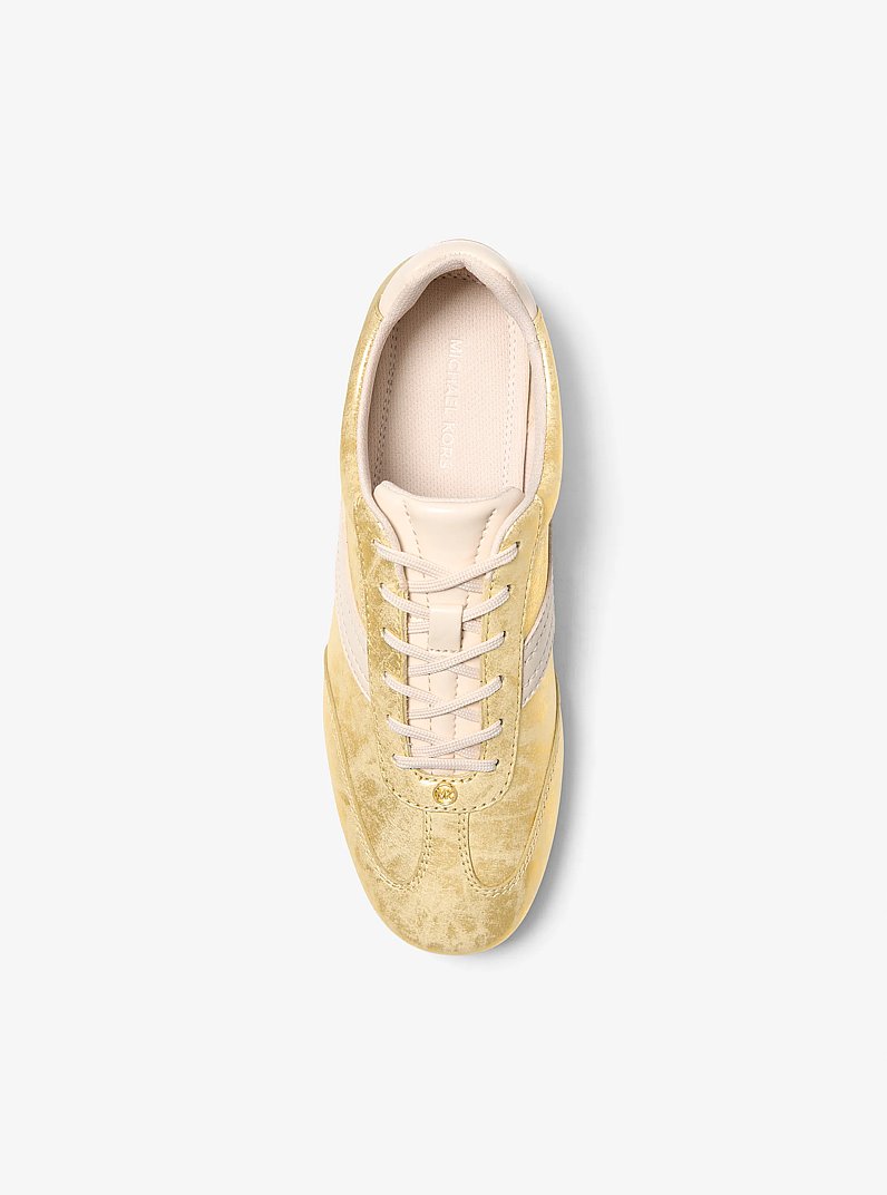 Susie Metallic Leather Sneaker in GOLD | Michael Kors