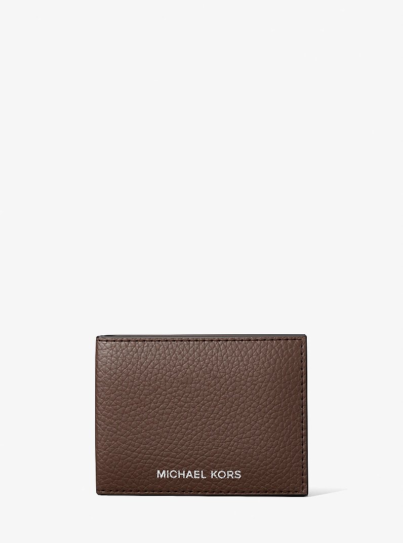 Cooper Pebbled Leather Billfold Wallet With Passcase in NUTMEG | Michael Kors